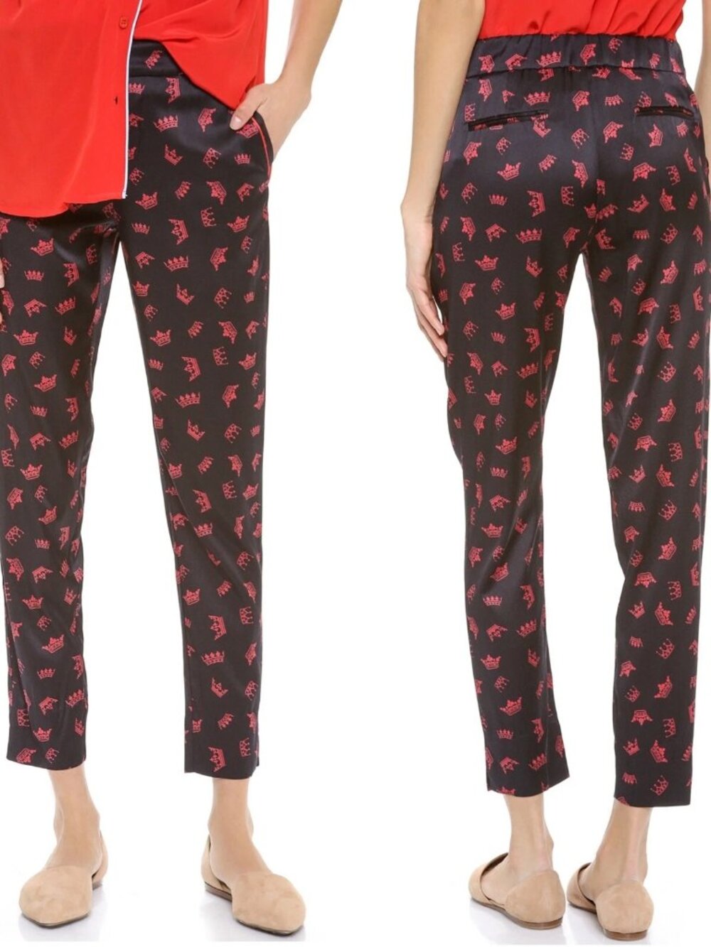 PIAMITA Black Red Crowns Brigitte Pants – Wmns Med